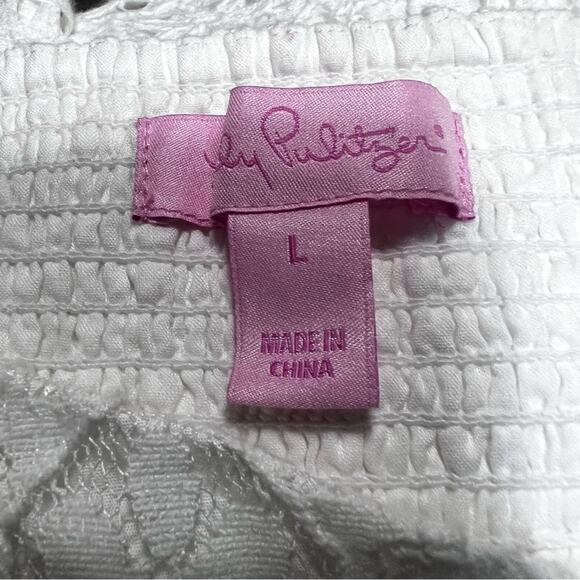 Lilly Pulitzer White Eyelet Lace Strapless Dress Size Large - Picture 6 of 7